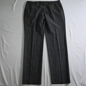 Hugo Boss 38x34 Gray Glenn Check Leenon1‎ Straight 100% Wool Dress Pants